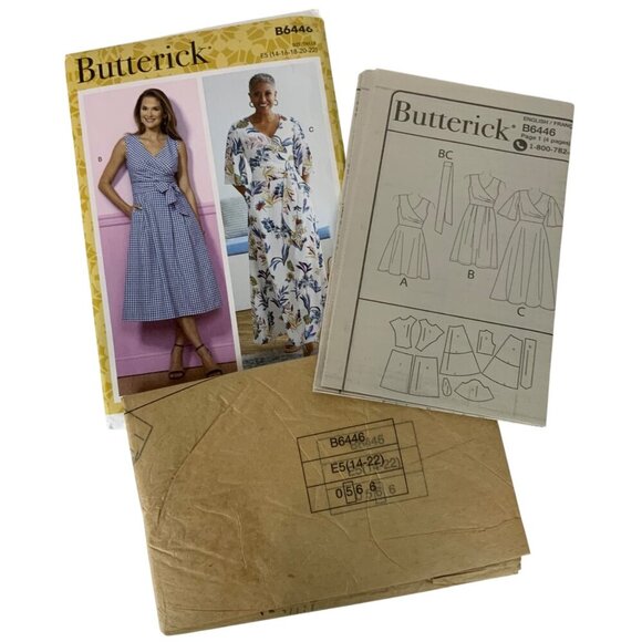 Butterick B6446 Misses Dress Surplice Top Full Skirt Sewing Pattern Sizes 14-22 - Picture 3 of 3